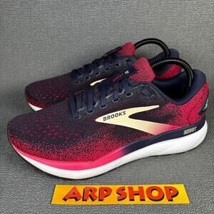 🔴 Brooks Ghost 16 Women`s Size 9 Navy Pink Athletic Running Shoes 1204071B422